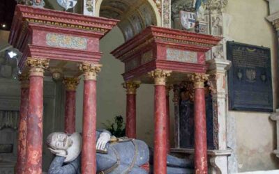 CHURCH OF ST. ANDREW, COLYTON, DEVON: Early-17th C Tomb Monument of Sir John Pole and his wife Elizabeth: Elaboration, Memento Mori & a Shakespeare Connection